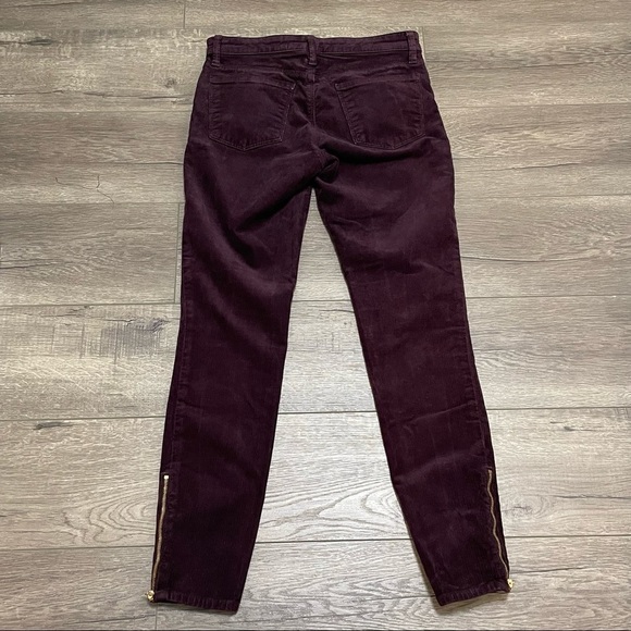 J Brand Iselin Corduroy Ankle Zip Skinny Pants In Blackberry SZ 26. - Picture 2 of 12